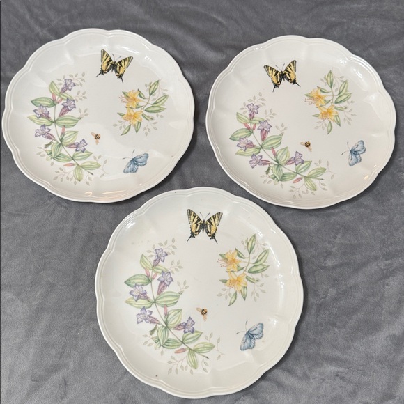Lenox Butterfly Meadow Set of 3 Swallowtail Dinner Plates 10 7/8” Garden Motif - Picture 10 of 10